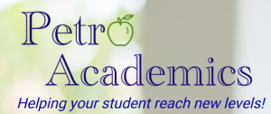 Alt text: Petro Academics logo, supporting homeschooling families from Pre-K to high school with legal accountability and Faithful Scholars.